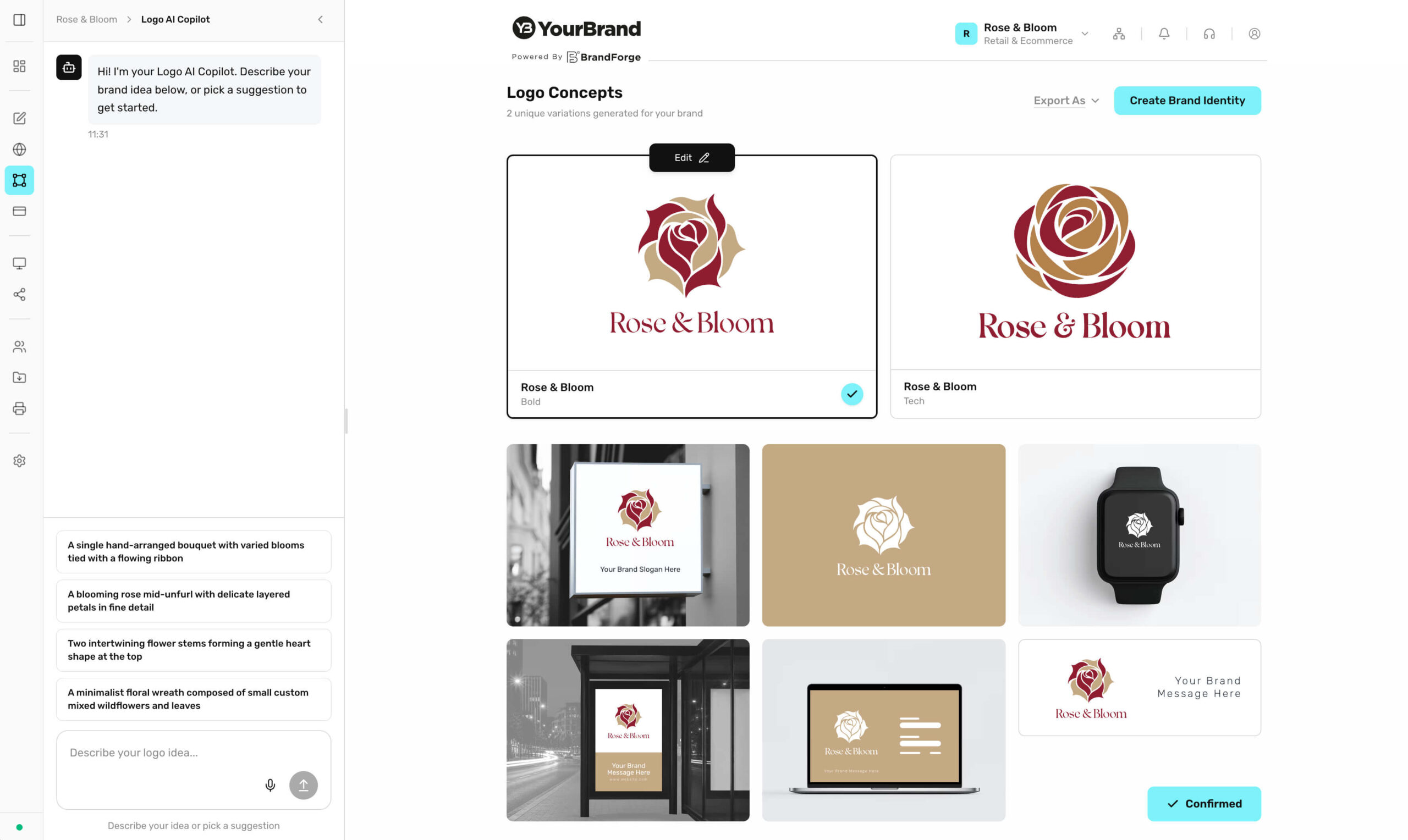 Logo maker workspace screenshot